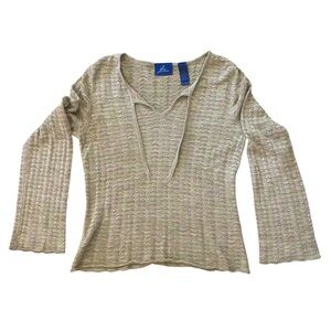 Women's green and purple crochet sparkly sweater size M fairycore twee indie